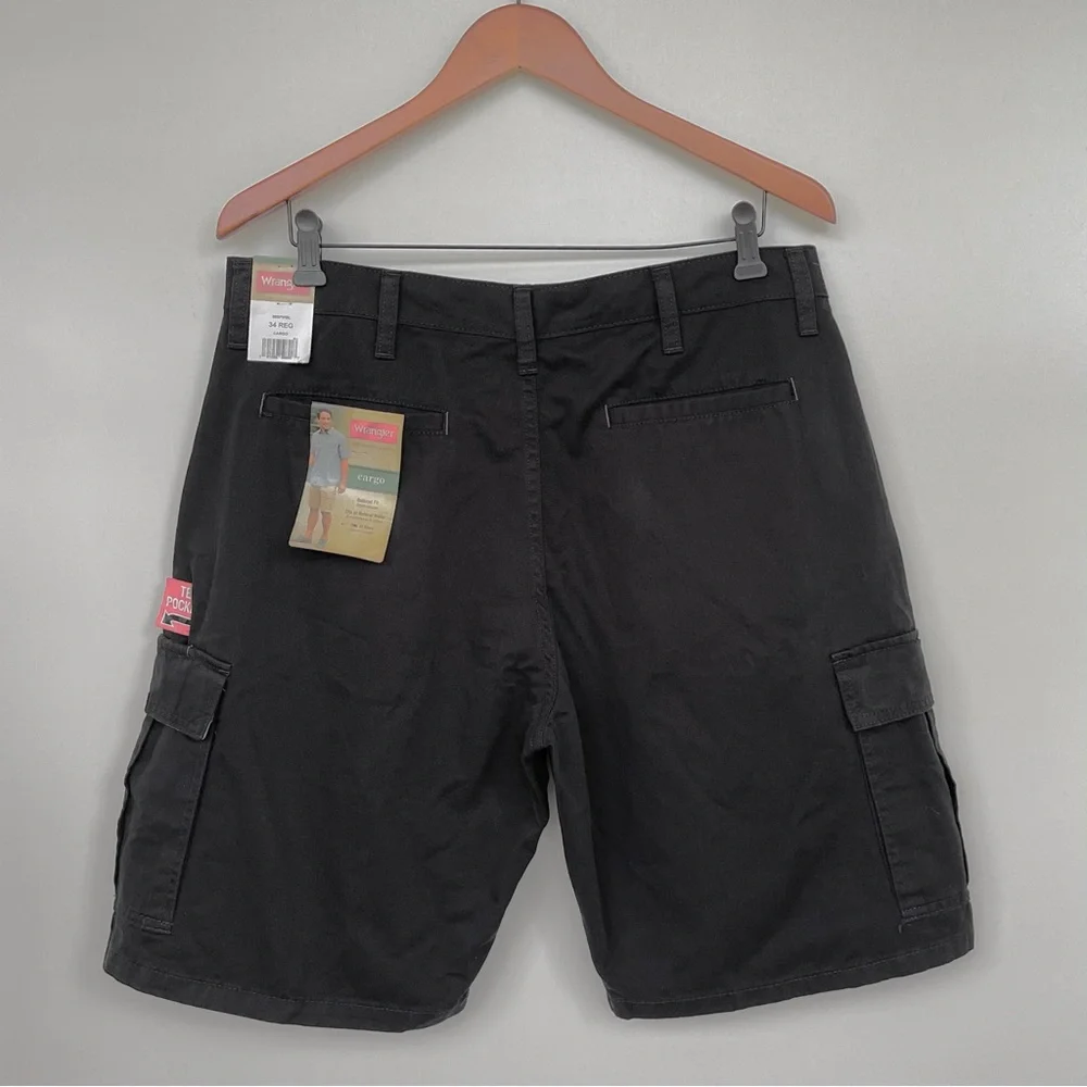 Wrangle Cargo Shorts 10” Tech Pocket Men 34 Relaxed Fit  Reg Black 100% …